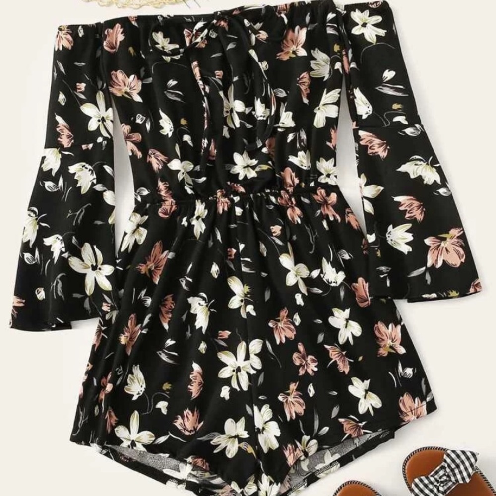 Floral off the shoulder romper